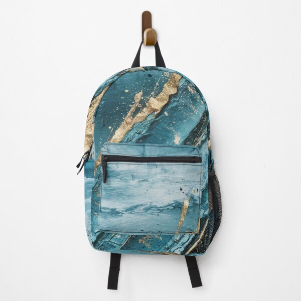 Item preview, Teal Blue Gold Abstract Ocean Waves designed and sold by Ed & Harmony.