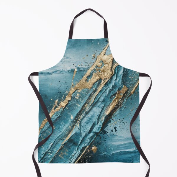 Item preview, Teal Blue Gold Abstract Ocean Waves designed and sold by Ed & Harmony.