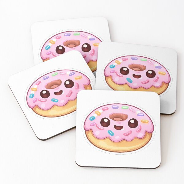 Aperçu de l'œuvre Autocollant mignon de donut rose kawaii avec des paillettes arc-en-ciel créée et vendue par DesignEG.