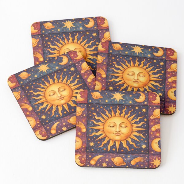 Item preview, Vintage Celestial Sun Moon Astrology Wall Art Print designed and sold by ArcanePrintsxo.