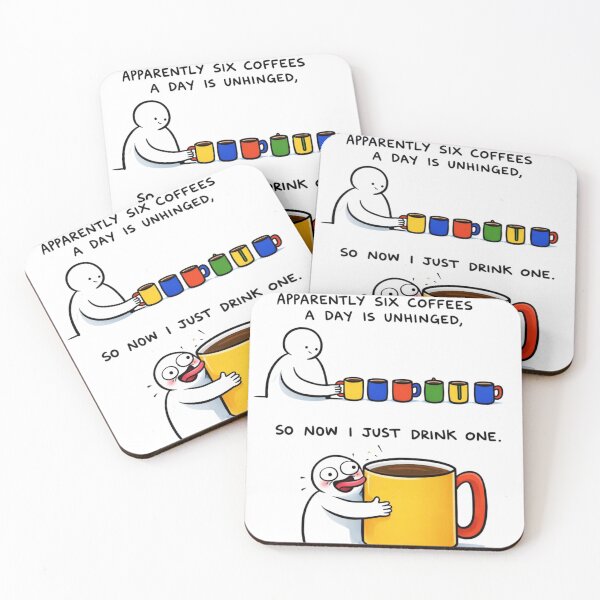 Item preview, Apparently Six Coffees a Day Is Unhinged – Funny Coffee Lover Cartoon Art designed and sold by Gurjeetpixelart.