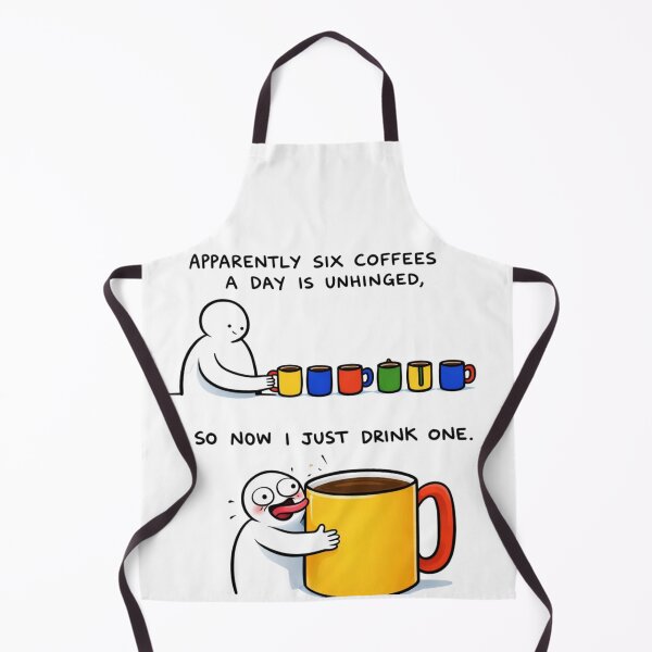 Item preview, Apparently Six Coffees a Day Is Unhinged – Funny Coffee Lover Cartoon Art designed and sold by Gurjeetpixelart.