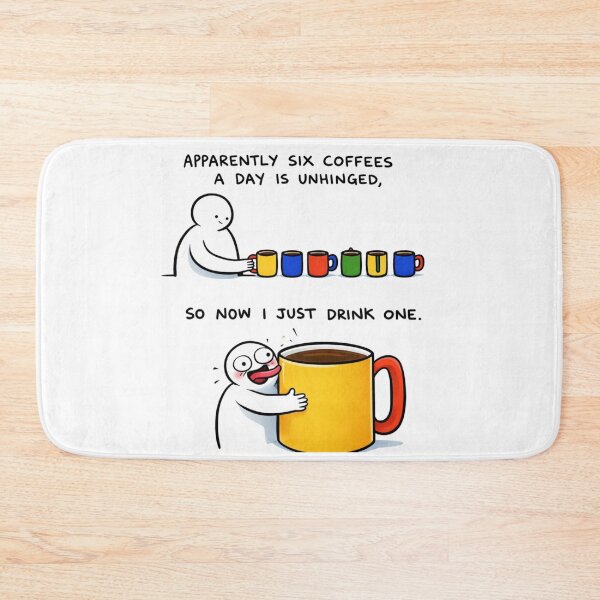 Item preview, Apparently Six Coffees a Day Is Unhinged – Funny Coffee Lover Cartoon Art designed and sold by Gurjeetpixelart.