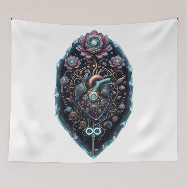 Item preview, FUIRY Eternal Pulse - Steampunk Mechanical Heart & Cosmic Lotus Art designed and sold by FUIRY .