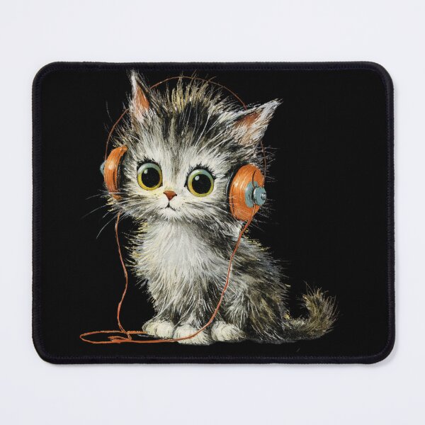 Item preview, Vintage kitten listening to music designed and sold by MendaciousMina.