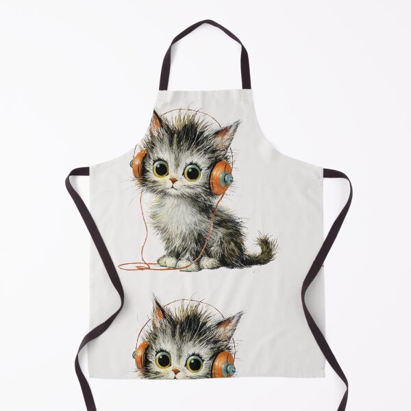 Item preview, Vintage kitten listening to music designed and sold by MendaciousMina.