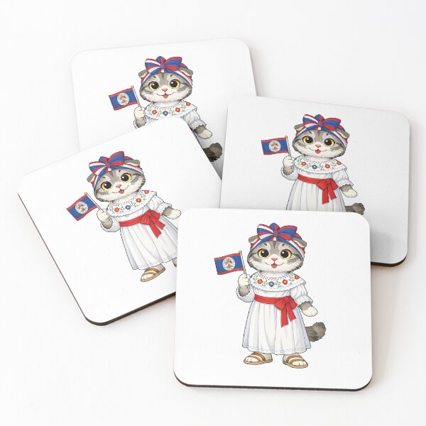 Item preview, Cute Scottish Fold Cat in Belizean Clothing - Cultural Cat Art designed and sold by HappyPawsWorld.