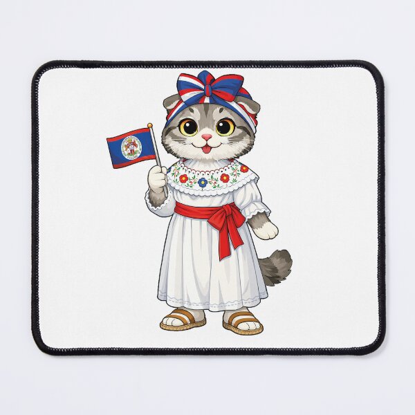 Item preview, Cute Scottish Fold Cat in Belizean Clothing - Cultural Cat Art designed and sold by HappyPawsWorld.