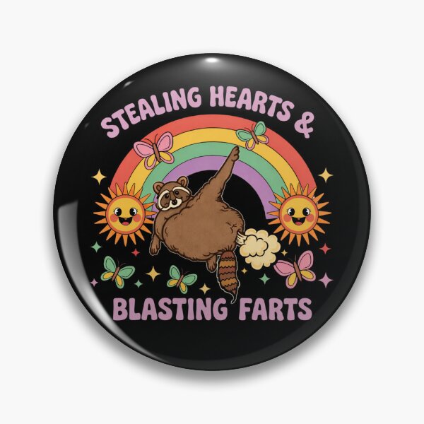 Item preview, Bold Funny Raccoon Retro Rainbow Illustration Stealing Hearts and Blasting Farts Awkward Humor designed and sold by love3617.