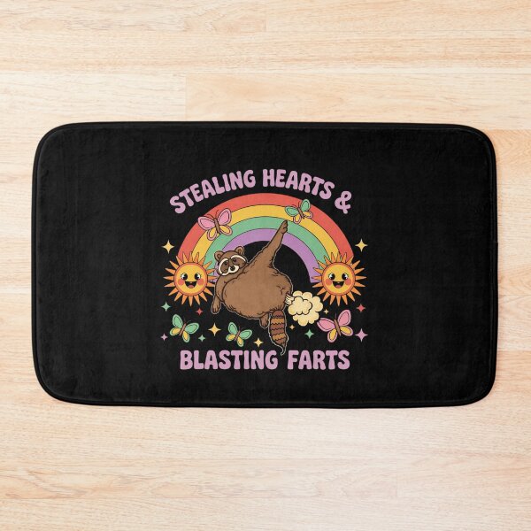 Item preview, Bold Funny Raccoon Retro Rainbow Illustration Stealing Hearts and Blasting Farts Awkward Humor designed and sold by love3617.