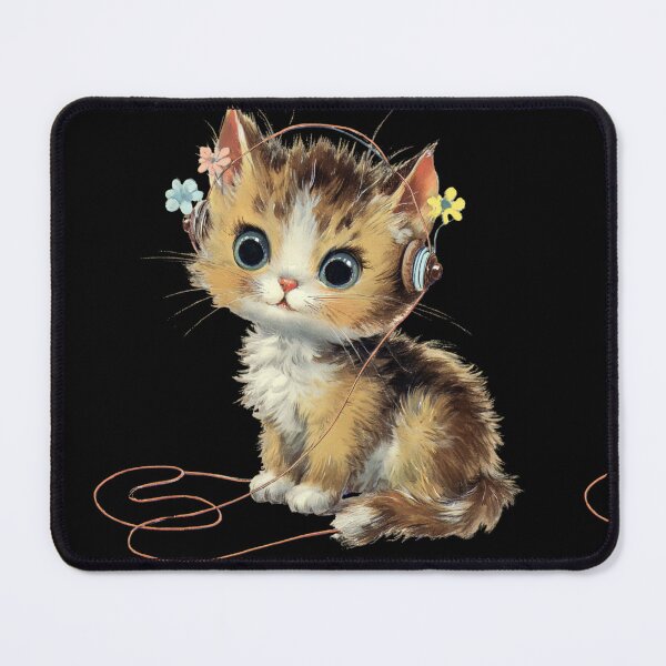 Item preview, Vintage kitten listening to music designed and sold by MendaciousMina.