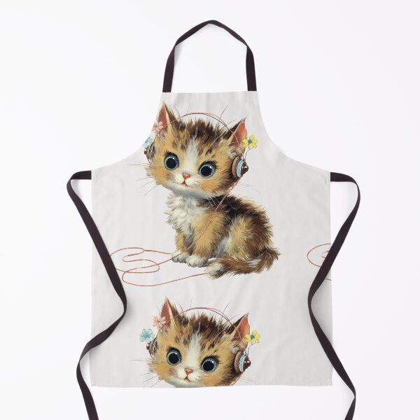 Item preview, Vintage kitten listening to music designed and sold by MendaciousMina.