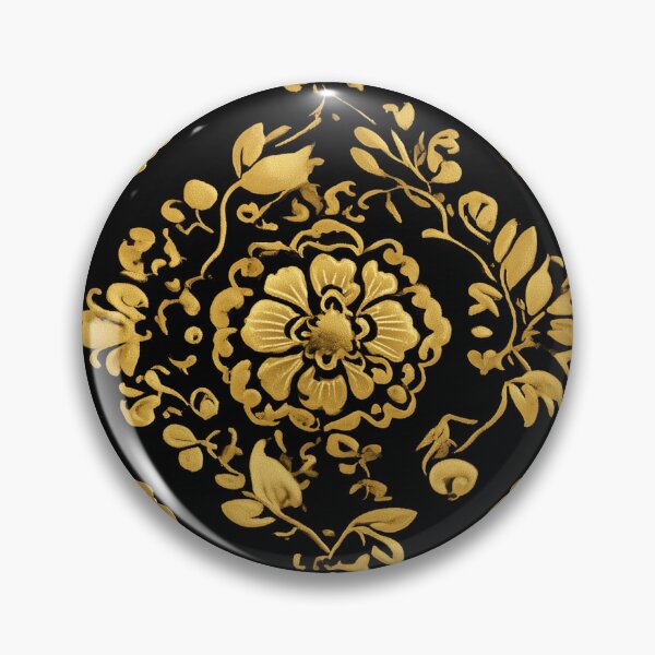 Item preview, Luxury Gold Floral Damask Pattern On Black designed and sold by Jirka Svetlik, Studio Illuvision.