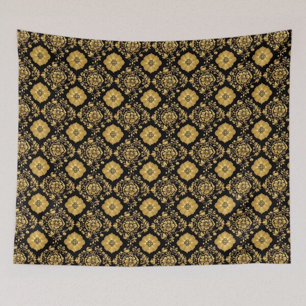 Item preview, Luxury Gold Floral Damask Pattern On Black designed and sold by Jirka Svetlik, Studio Illuvision.