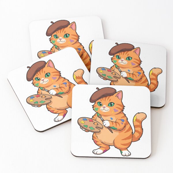Item preview, The Painter Cat Artist Full Body Vector Sticker designed and sold by Nekopou.