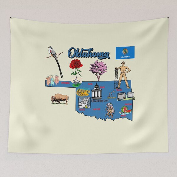 Item preview, Oklahoma Pride, The Sooner State Illustrated Map Art designed and sold by mashmosh.