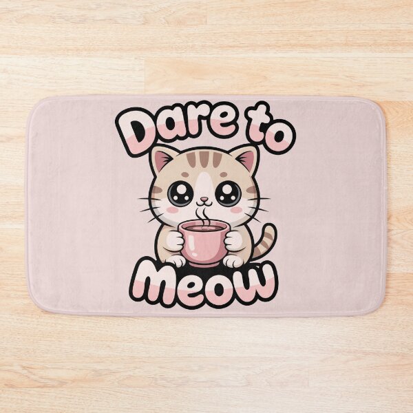 Item preview, Dare to Meow – Cute Cat Drinking Coffee Kawaii Illustration designed and sold by Royalsticker.