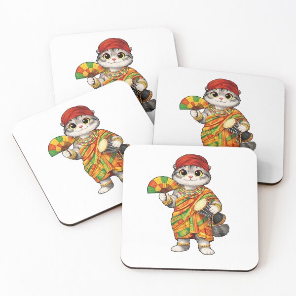 Item preview, Cute Scottish Fold Cat in Beninese Clothing - Cultural Cat Art designed and sold by HappyPawsWorld.