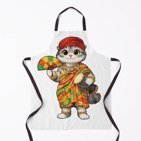 Item preview, Cute Scottish Fold Cat in Beninese Clothing - Cultural Cat Art designed and sold by HappyPawsWorld.