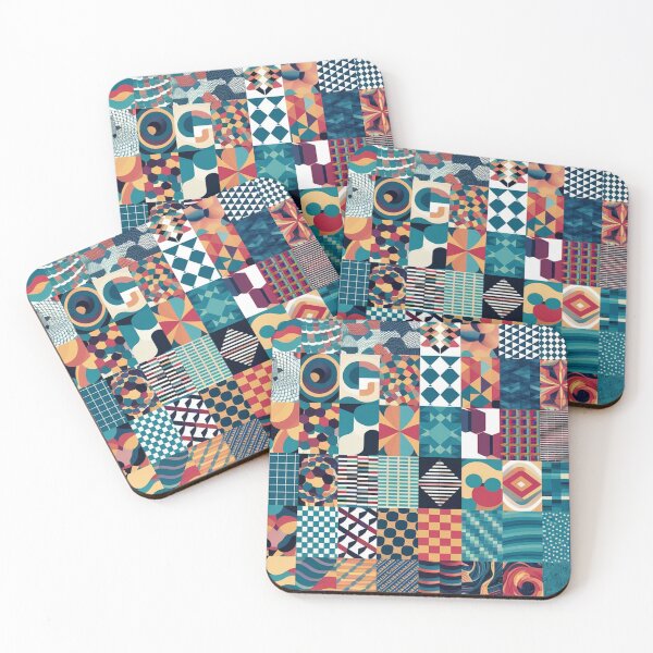 Item preview, Geometric Patchwork Collage Multicolor Pattern designed and sold by Mindful Wall Art Studio.