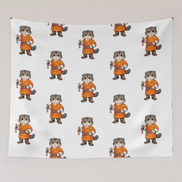 Item preview, Cute Scottish Fold Cat in Bhutanese Clothing - Cultural Cat Art designed and sold by HappyPawsWorld.