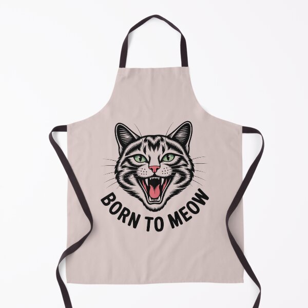 Item preview, Born to Meow – Fierce Cat Face Line Art Illustration designed and sold by Royalsticker.