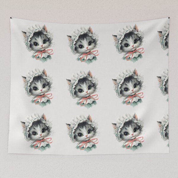 Item preview, Vintage kitten dressed as a maid designed and sold by MendaciousMina.