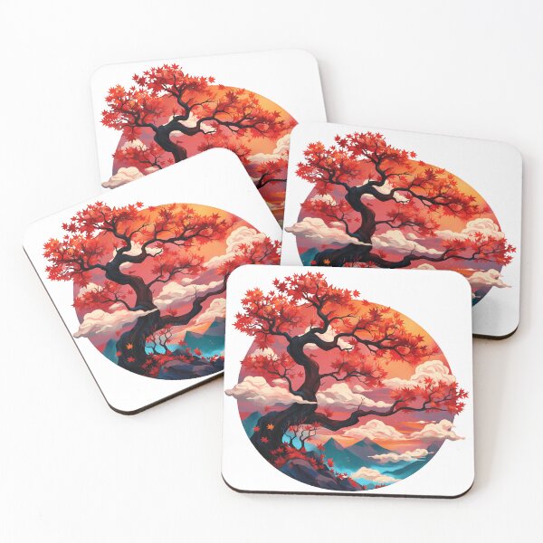 Item preview, Japanese Maple Autumn Sunset - Momiji Tree Red Leaves Circular Landscape Art designed and sold by DesignArtist.ia.