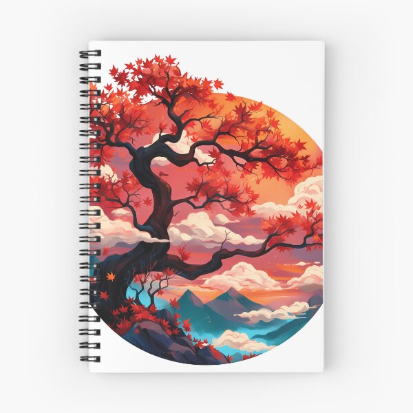 Item preview, Japanese Maple Autumn Sunset - Momiji Tree Red Leaves Circular Landscape Art designed and sold by DesignArtist.ia.