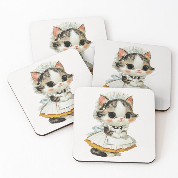 Item preview, Vintage kitten dressed as a maid designed and sold by MendaciousMina.