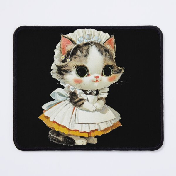 Item preview, Vintage kitten dressed as a maid designed and sold by MendaciousMina.