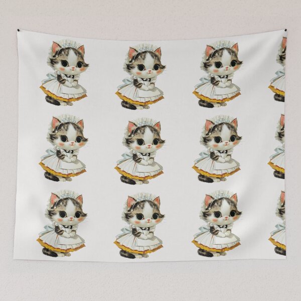 Item preview, Vintage kitten dressed as a maid designed and sold by MendaciousMina.