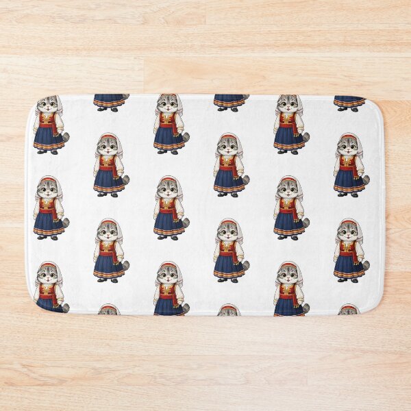 Item preview, Cute Scottish Fold Cat in Bosnian Clothing - Cultural Cat Art designed and sold by HappyPawsWorld.