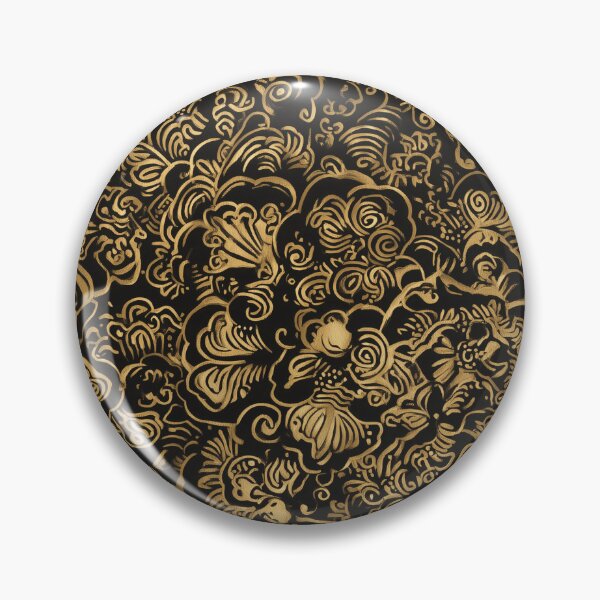 Aperçu de l'œuvre Motif baroque floral doré sur fond noir créée et vendue par Jirka Svetlik, Studio Illuvision.