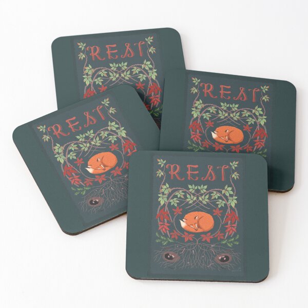 Item preview, Rest - Sleeping Fox botanical art designed and sold by PaulaJKnight .