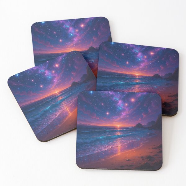 Item preview, Beach in Space: Cosmic Ocean at Sunset designed and sold by ImaginingNebulae.