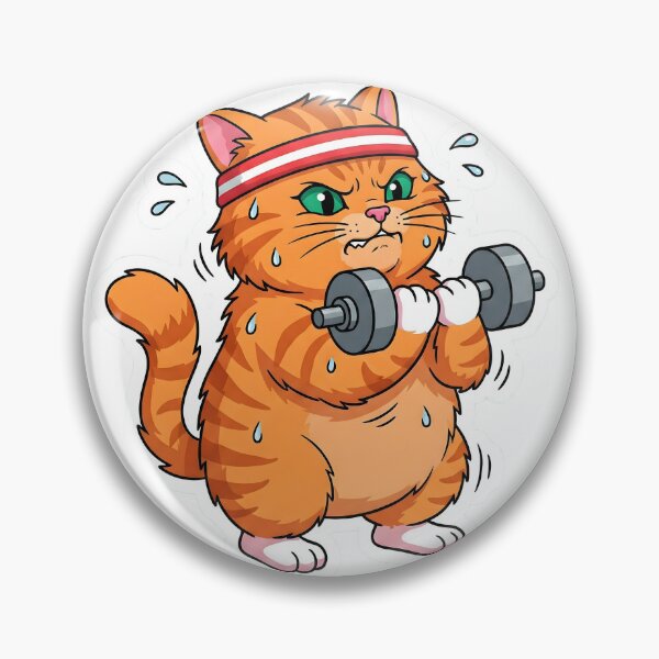 Item preview, Funny Gym Cat Lifting Dumbbell Workout 90s Retro Sticker designed and sold by Nekopou.
