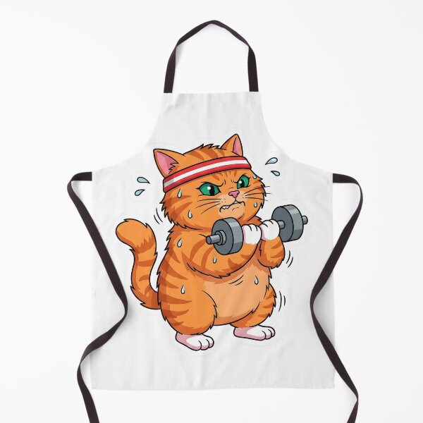 Item preview, Funny Gym Cat Lifting Dumbbell Workout 90s Retro Sticker designed and sold by Nekopou.