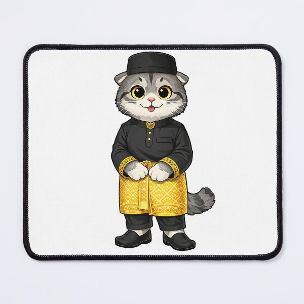Item preview, Cute Scottish Fold Cat in Bruneian Clothing - Cultural Cat Art designed and sold by HappyPawsWorld.