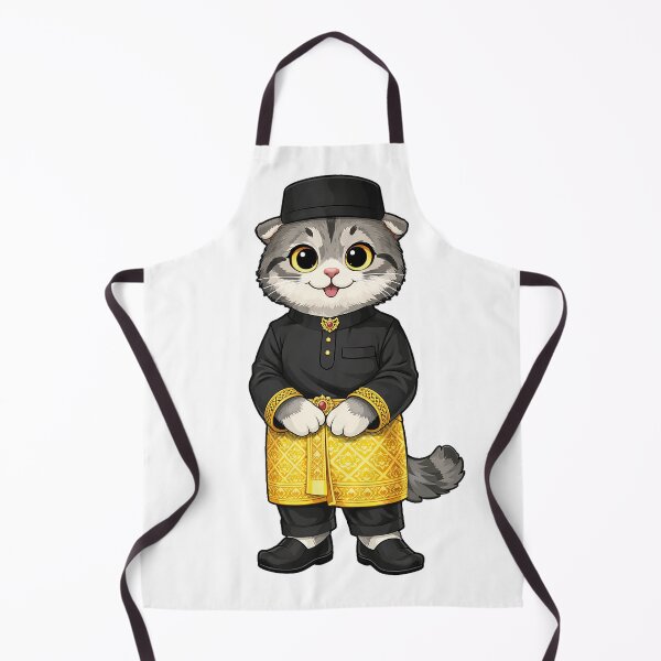 Item preview, Cute Scottish Fold Cat in Bruneian Clothing - Cultural Cat Art designed and sold by HappyPawsWorld.