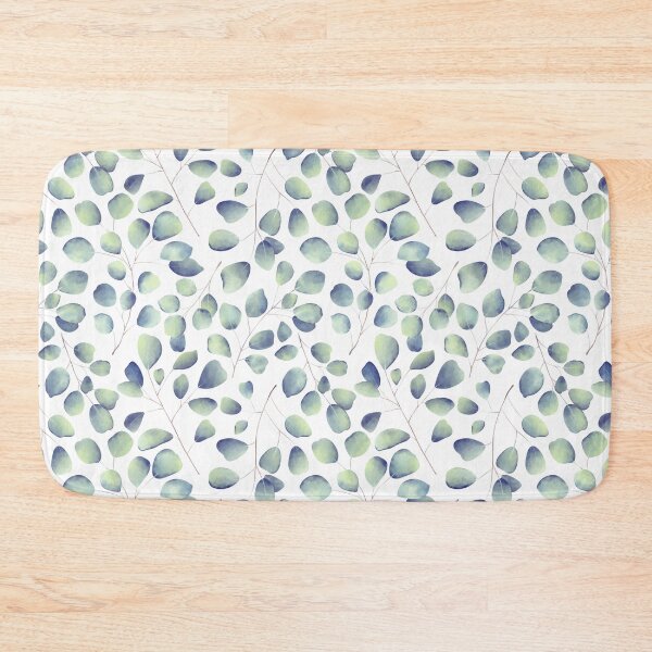 Item preview, Dancing Eucalyptus Leaves - Light Blue Green on White BG designed and sold by thecolorbirdie.