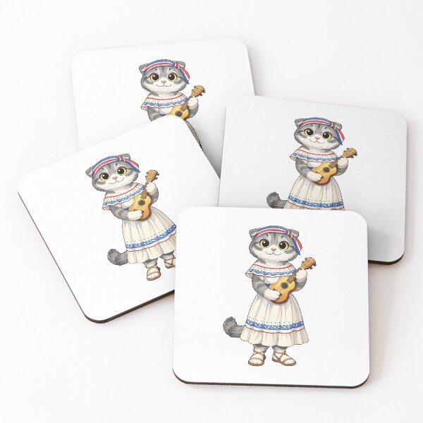Item preview, Cute Scottish Fold Cat in Cape Verdean Clothing - Cultural Cat Art designed and sold by HappyPawsWorld.
