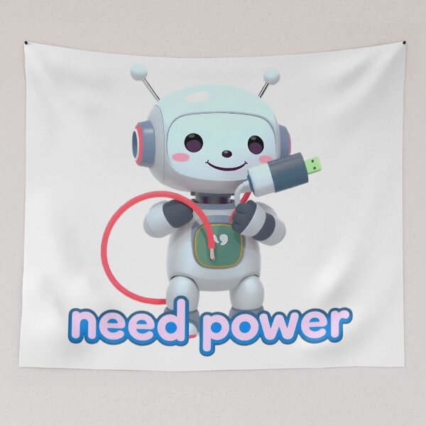 Item preview, Cute Chibi Robot Need Power Illustration designed and sold by LowBattery Social Club.