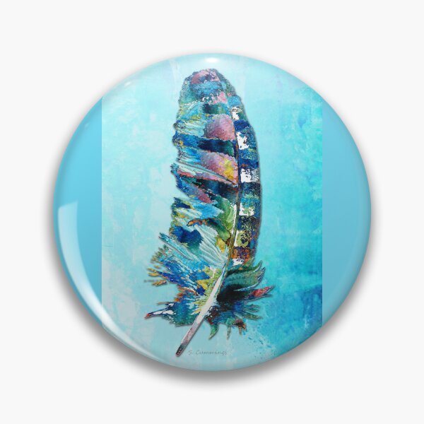 Item preview, Colorful Feather On Blue Four designed and sold by Sharon Cummings Art.