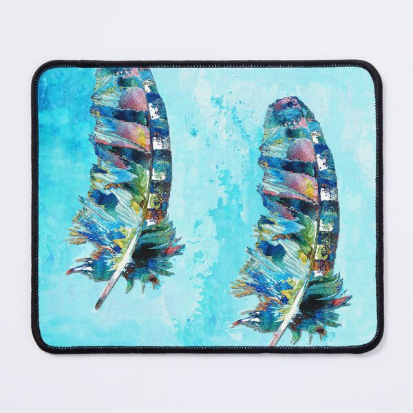 Item preview, Colorful Feather On Blue Four designed and sold by Sharon Cummings Art.