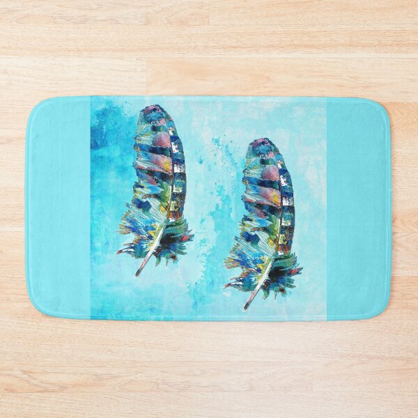 Item preview, Colorful Feather On Blue Four designed and sold by Sharon Cummings Art.