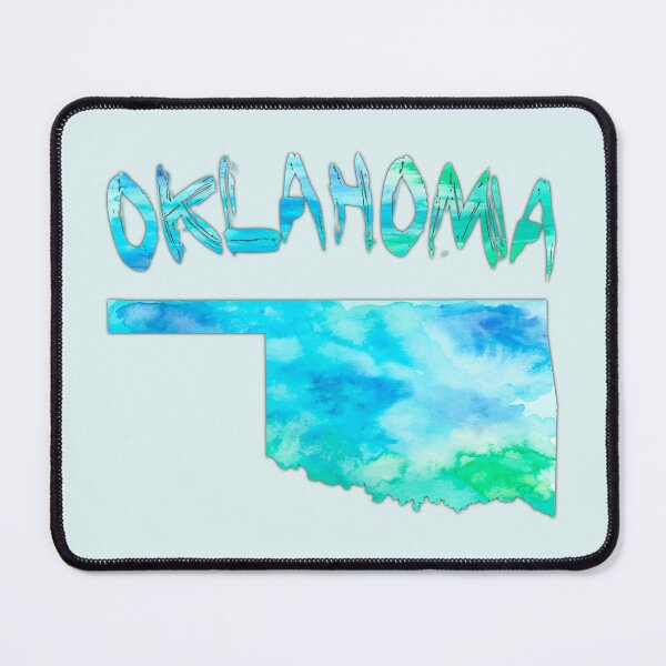 Item preview, Oklahoma State Map - Vibrant Blue Watercolor Art designed and sold by mashmosh.