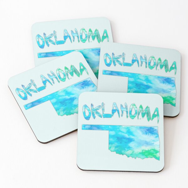 Item preview, Oklahoma State Map - Vibrant Blue Watercolor Art designed and sold by mashmosh.