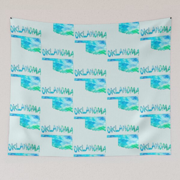 Item preview, Oklahoma State Map - Vibrant Blue Watercolor Art designed and sold by mashmosh.