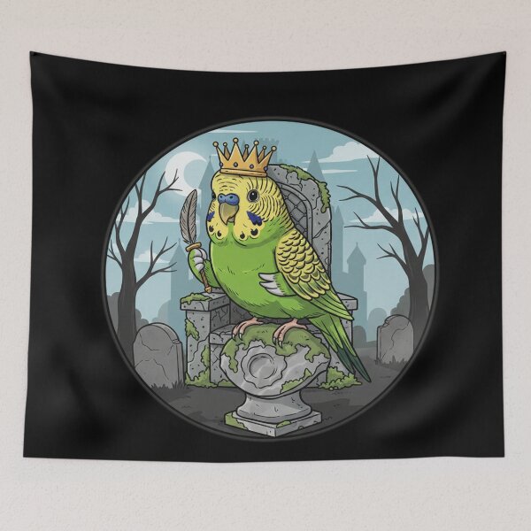 Item preview, Royal Budgie King Fantasy Illustration Cute Dark Art designed and sold by RebellDancer.